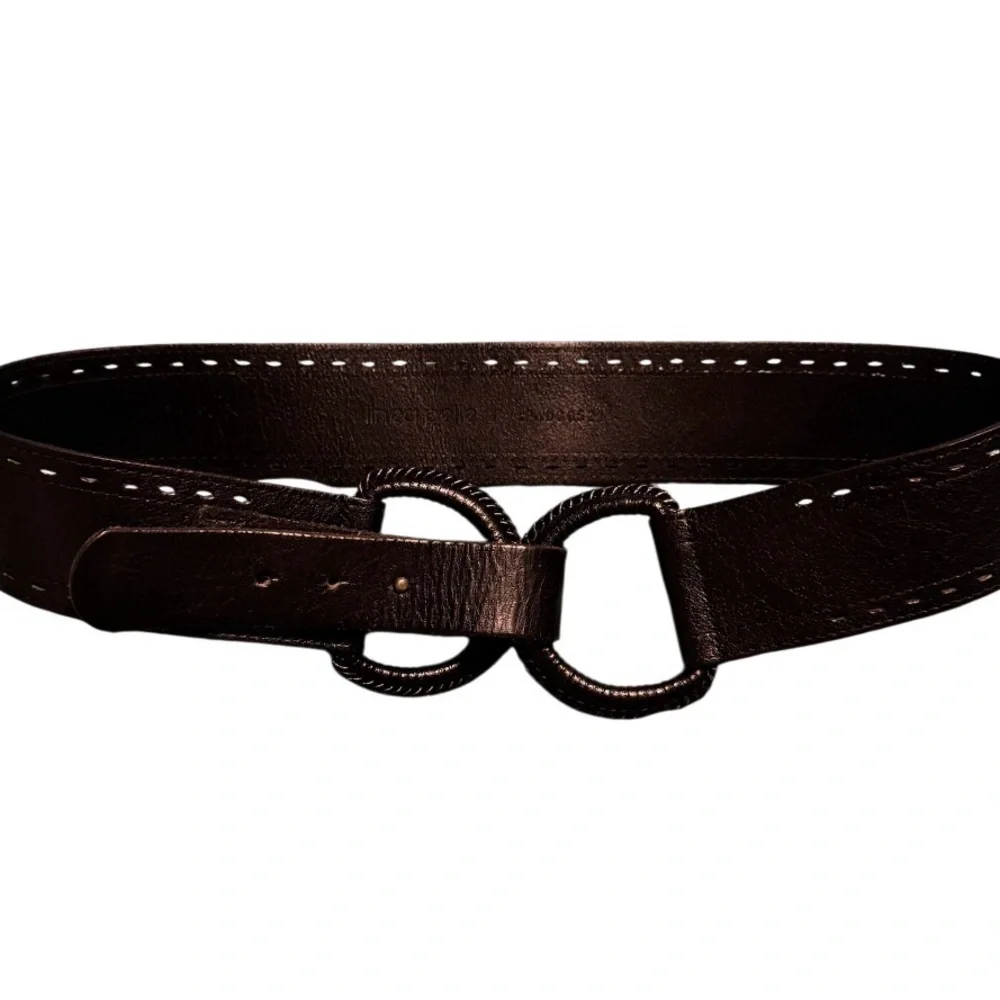 Linea Pelle Black Waist Belt with Interlocking Loop Detail
